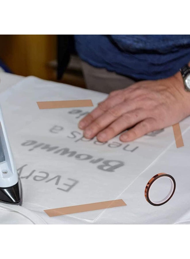 CLENEA شريط مقاوم للحرارة، شريط حراري عالي الحرارة، شريط طباعة بالتسامي، نقل حراري وعزل، لحام موجي، سهل الاستخدام، 3 مم/5 مم/8 مم/12 مم × 33 م، بني فاتح - Image 3